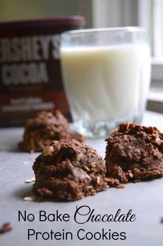 no bake protein cookies with a glass of milk