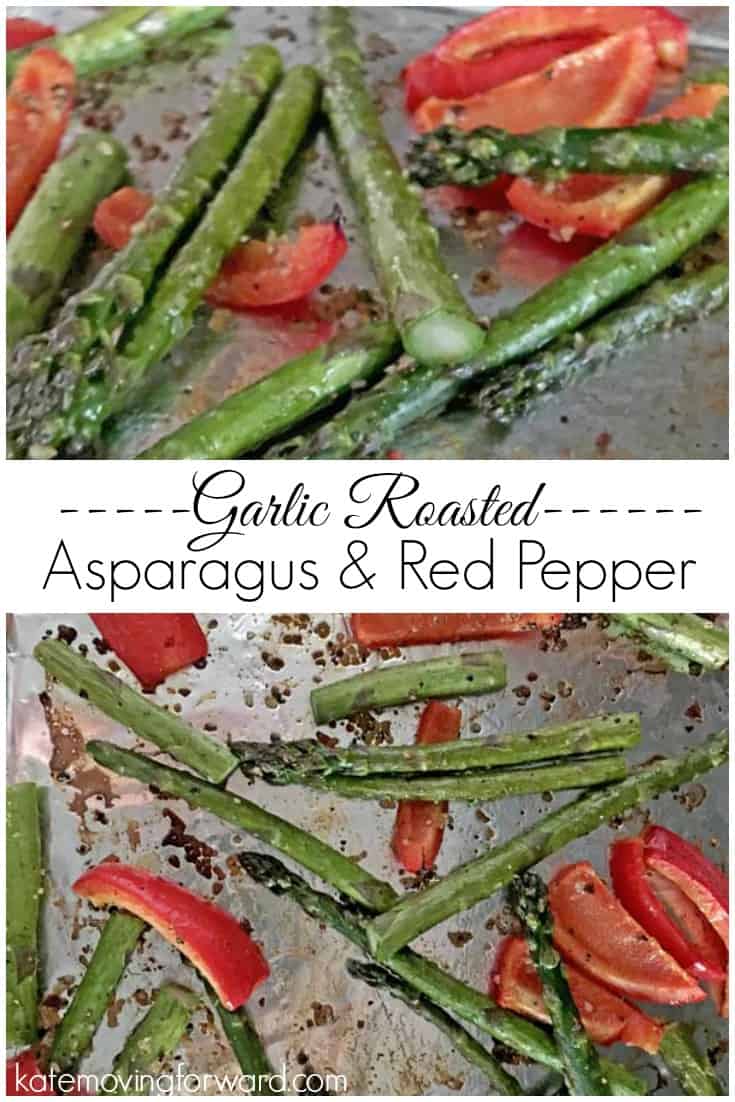 Garlic Roasted Asparagus and Red Pepper - An easy, healthy side dish, perfect for summer grilling! Roasted veggies are SO flavorful! YUM!!