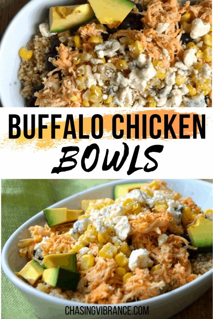 Collage of buffalo chicken bowls