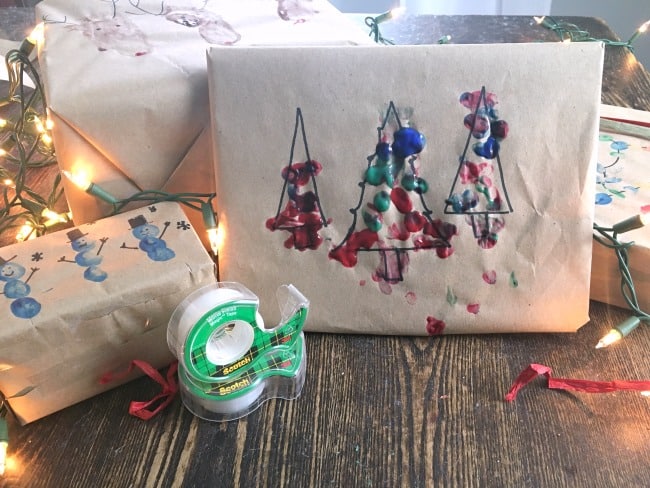 Finger Paint Gift Wrapping