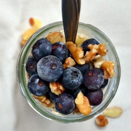 Berries, walnuts and oats in a jar