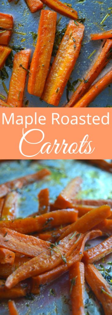 Maple Roasted Carrots - An easy and surprisingly healthy Thanksgiving Day side recipe! Super quick! 