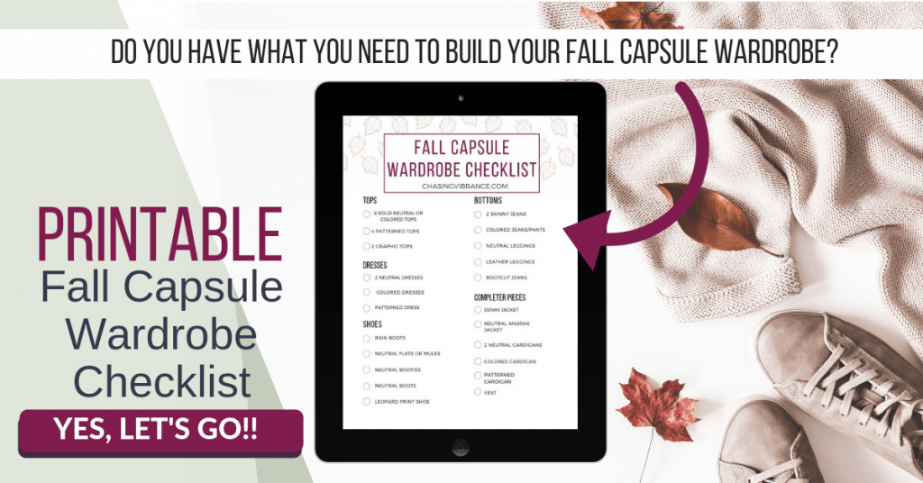 Printable Checklist Fall Capsule on ipad with leaves and blanket in background