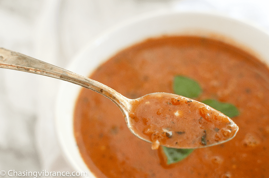 Spoonful of vegan tomato soup recipe