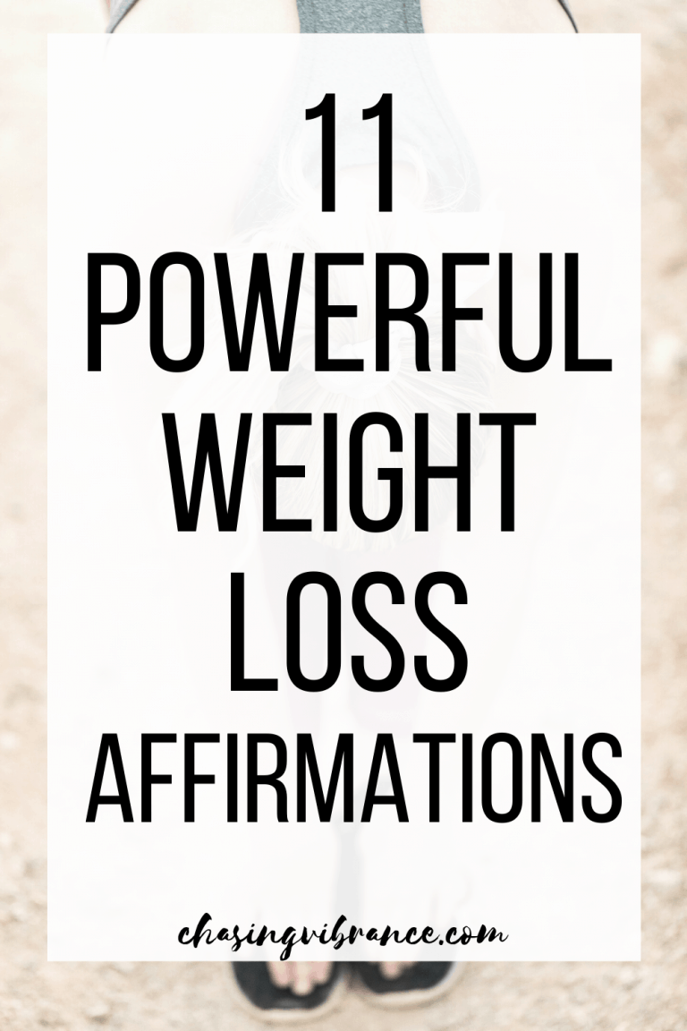 Large text overlay 11 powerful weight loss affirmations