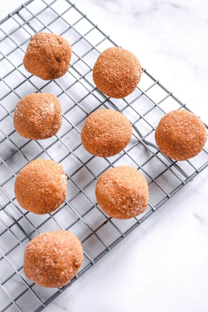 Pumpkin Pie Bites on cooling rack on white counter