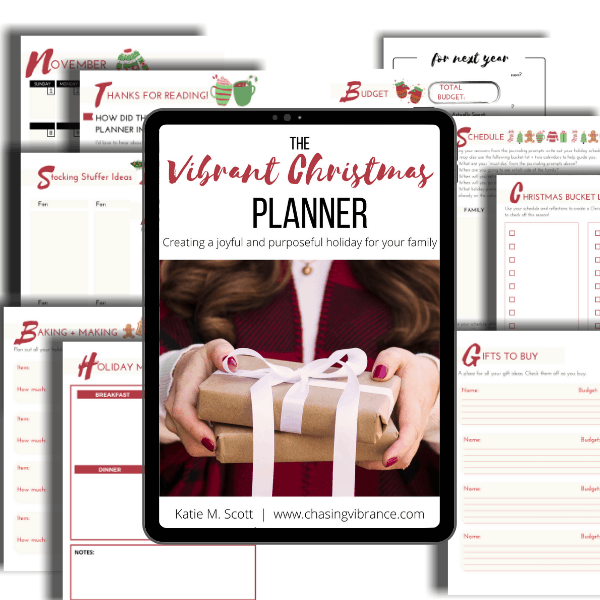 vibrant christmas planner with mockup pages around