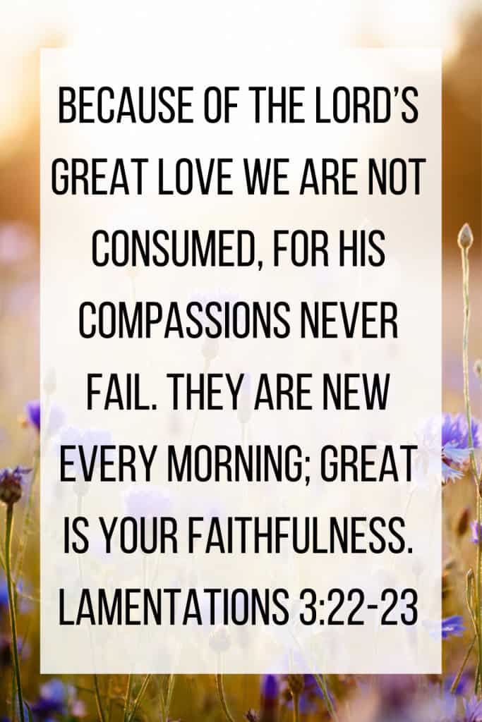 Great is your faithfulness bible verse quote on lavender field background