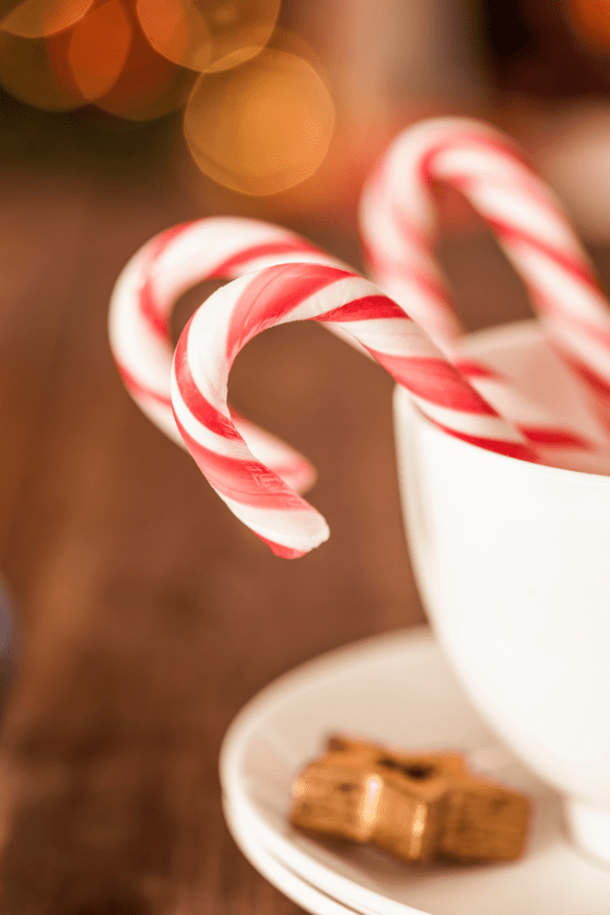 candy canes in a white mug