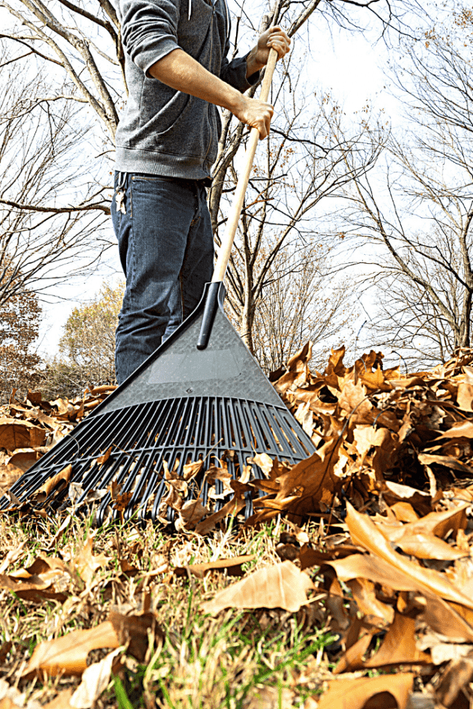 young person raking leaves in yard service idea for pastor appreciation month