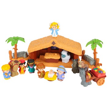 LITTLE PEOPLE NATIVITY SET WITH PALMS AND SHEPHERDS