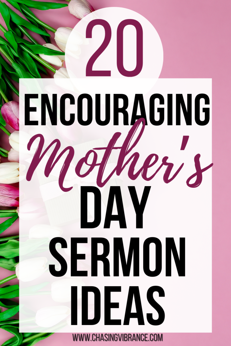 Photo of pink and cream tulips on bright pink background with text overlay 20 encouraging mother's day sermon ideas