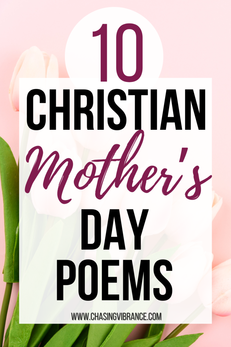 bouquet of white tulips on pink background with text overlay 10 Christian mother's day poems