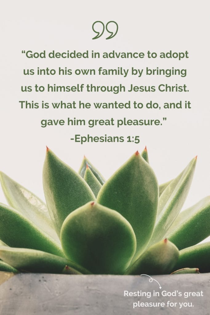 God's great pleasure found in Ephesians 1:5 Scripture devotional