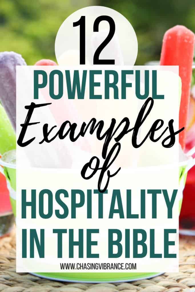 Background of popsicles on a summer table with text "12 powerful examples of hospitality in the Bible" 